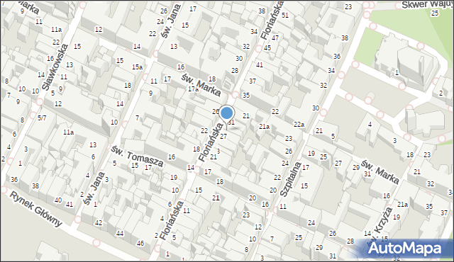 Kraków, Floriańska, 29, mapa Krakowa