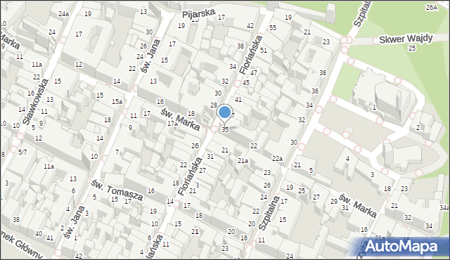 Kraków, Floriańska, 35, mapa Krakowa