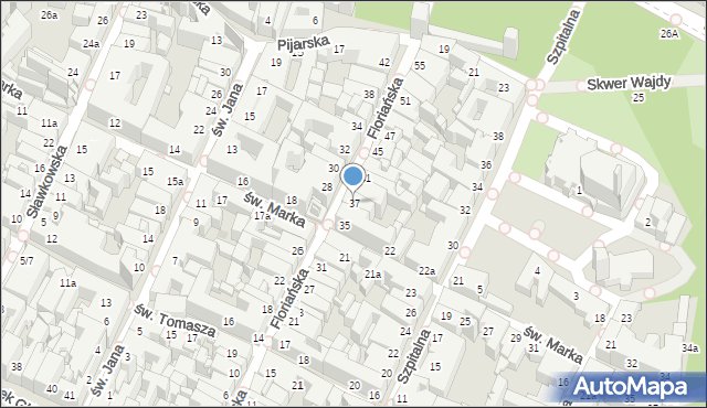 Kraków, Floriańska, 37, mapa Krakowa