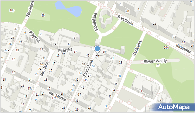 Kraków, Floriańska, 55, mapa Krakowa