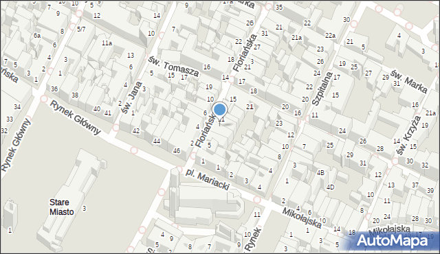 Kraków, Floriańska, 9, mapa Krakowa