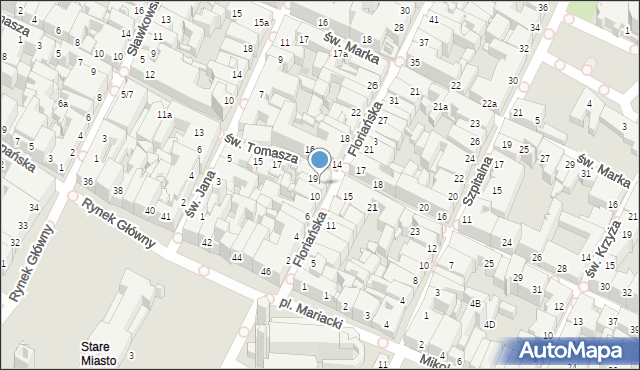 Kraków, Floriańska, 12, mapa Krakowa