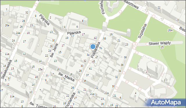 Kraków, Floriańska, 36i, mapa Krakowa