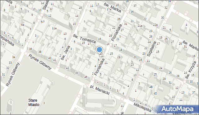 Kraków, Floriańska, 8, mapa Krakowa