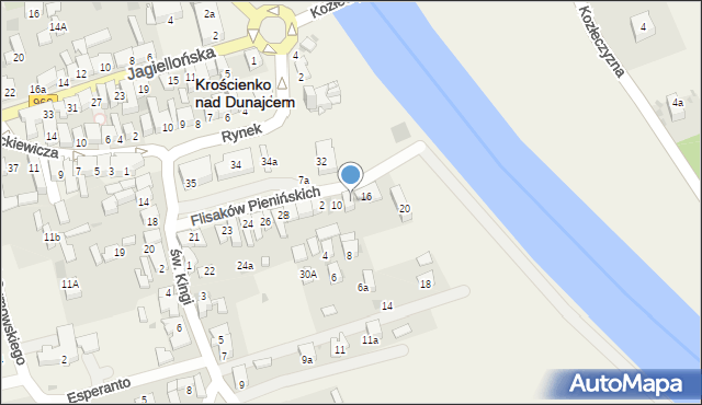 Krościenko nad Dunajcem, Flisaków Pienińskich, 12, mapa Krościenko nad Dunajcem