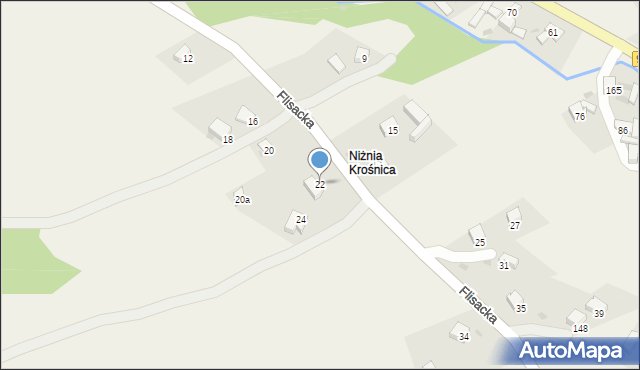 Krośnica, Flisacka, 22, mapa Krośnica