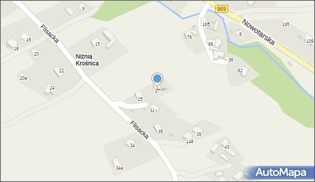 Krośnica, Flisacka, 27, mapa Krośnica