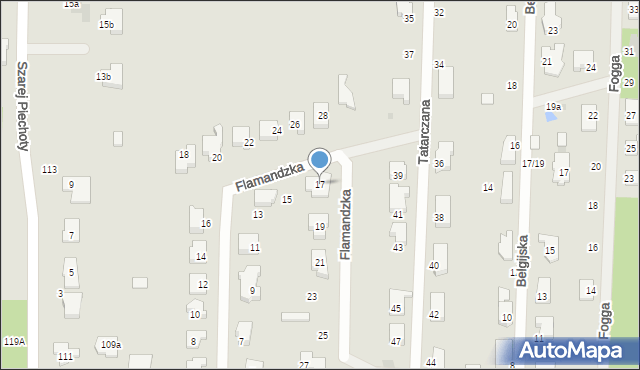 Łódź, Flamandzka, 17, mapa Łodzi