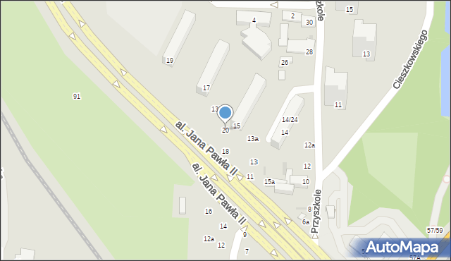 Łódź, Flatta Oskara, 20, mapa Łodzi