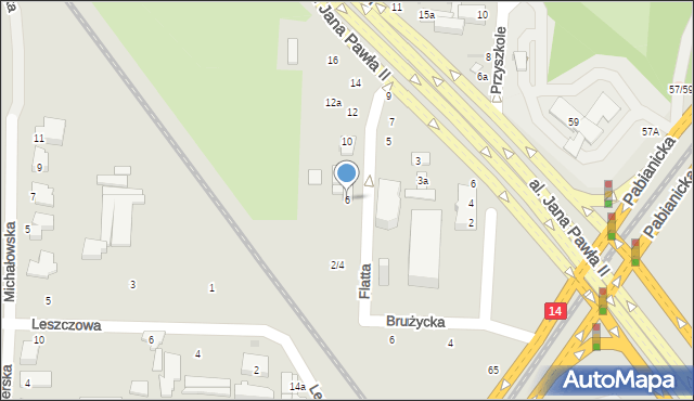 Łódź, Flatta Oskara, 6, mapa Łodzi