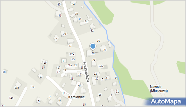 Młoszowa, Florkiewicza, 26, mapa Młoszowa