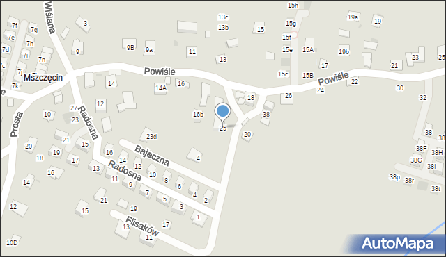 Niepołomice, Flisaków, 25, mapa Niepołomice