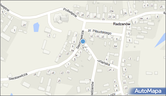 Radzanów, Floriańska, 9, mapa Radzanów