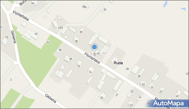 Ruda, Floriańska, 32, mapa Ruda