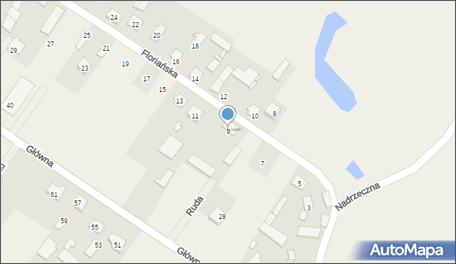 Ruda, Floriańska, 9, mapa Ruda