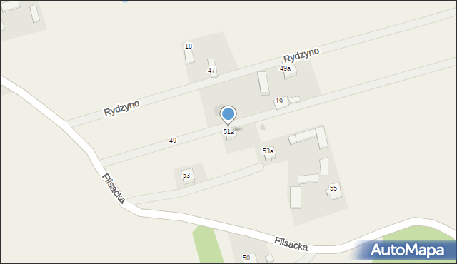 Rydzyno, Flisacka, 51a, mapa Rydzyno