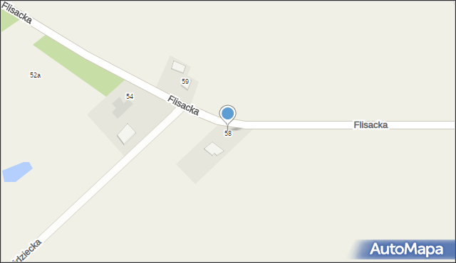 Rydzyno, Flisacka, 58, mapa Rydzyno