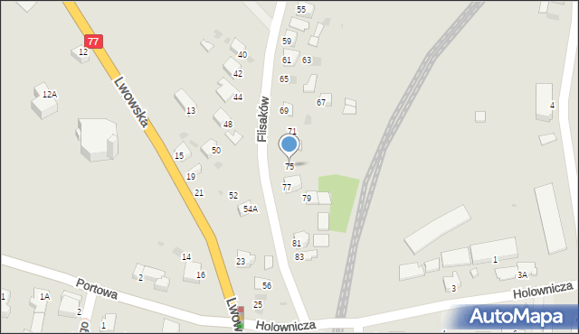 Sandomierz, Flisaków, 75, mapa Sandomierza