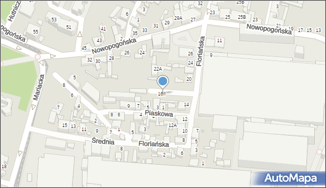 Sosnowiec, Floriańska, 16/I, mapa Sosnowca