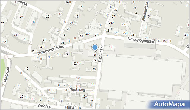 Sosnowiec, Floriańska, 26, mapa Sosnowca