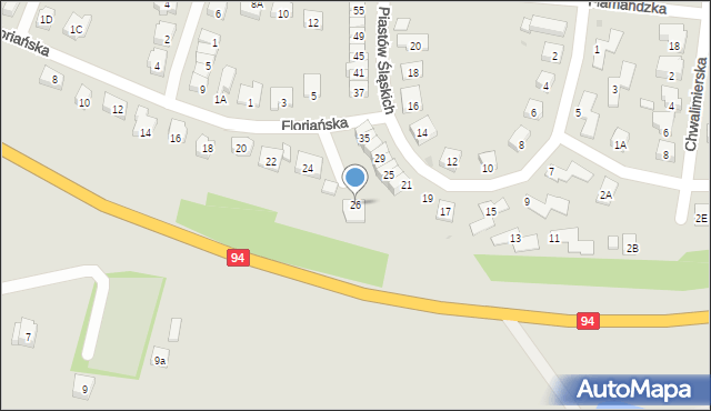 Środa Śląska, Floriańska, 26, mapa Środa Śląska