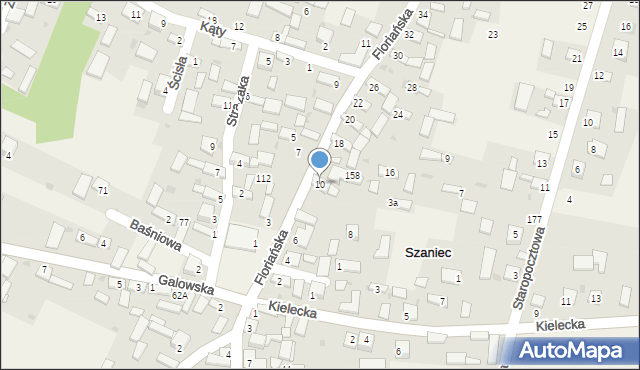 Szaniec, Floriańska, 10, mapa Szaniec