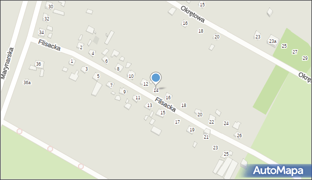 Szczecin, Flisacka, 14, mapa Szczecina