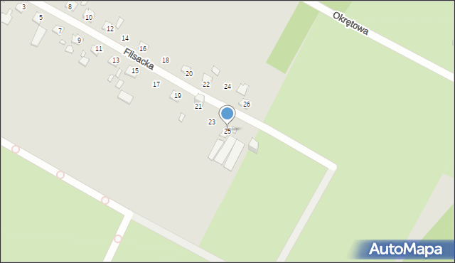 Szczecin, Flisacka, 25, mapa Szczecina