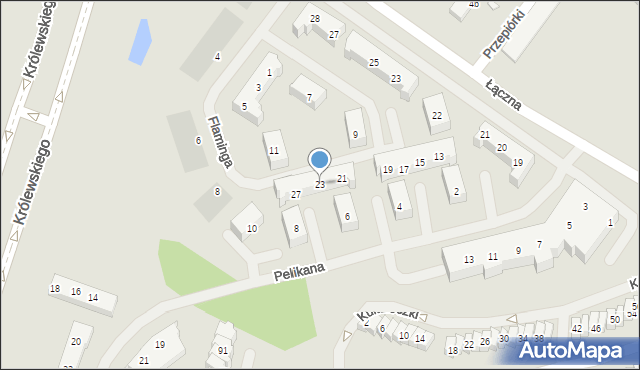 Szczecin, Flaminga, 23, mapa Szczecina