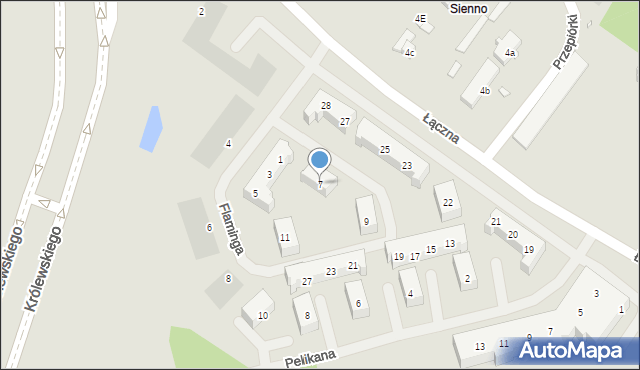 Szczecin, Flaminga, 7, mapa Szczecina