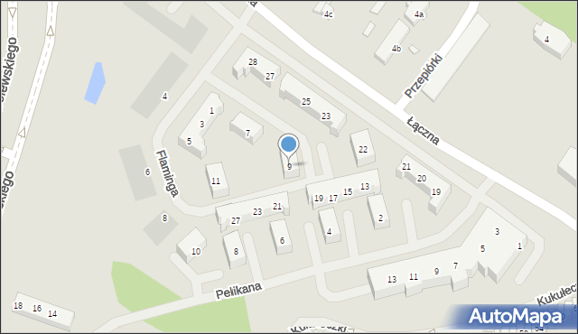 Szczecin, Flaminga, 9, mapa Szczecina