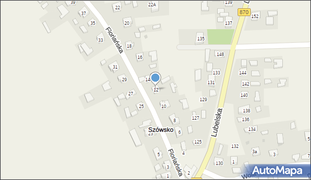 Szówsko, Floriańska, 12, mapa Szówsko