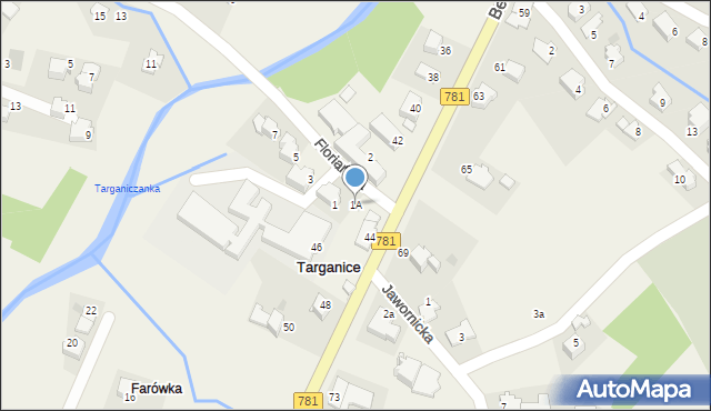 Targanice, Floriańska, 1A, mapa Targanice