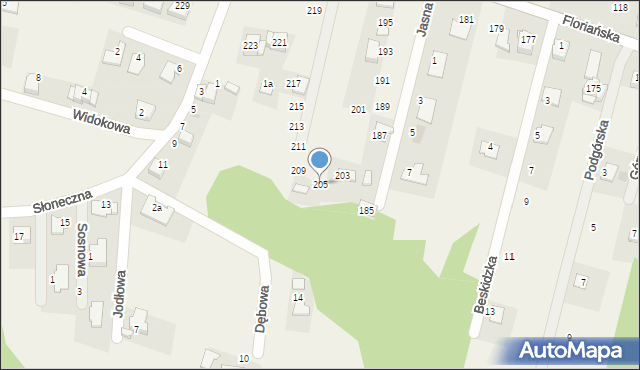 Tomice, Floriańska, 205, mapa Tomice
