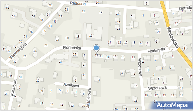Tomice, Floriańska, 23, mapa Tomice
