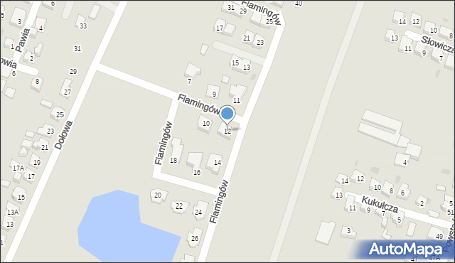 Tychy, Flamingów, 12, mapa Tychów
