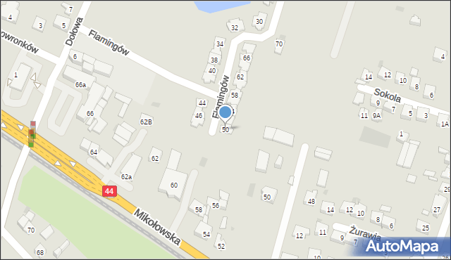 Tychy, Flamingów, 50, mapa Tychów
