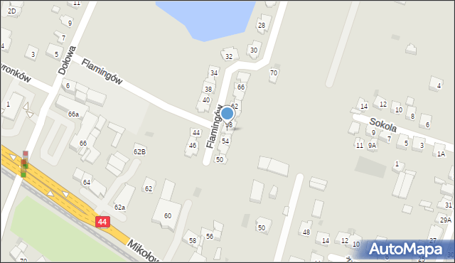 Tychy, Flamingów, 56, mapa Tychów
