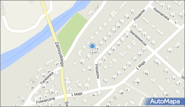 Ulanów, Flisaków, 3, mapa Ulanów