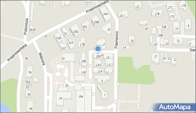 Warszawa, Flamenco, 15A, mapa Warszawy