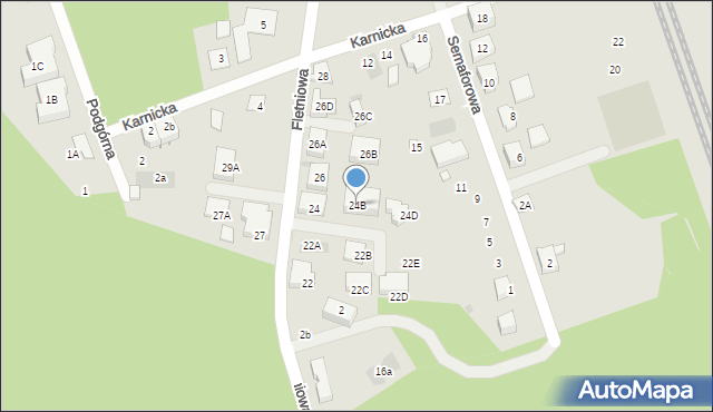 Warszawa, Fletniowa, 24B, mapa Warszawy