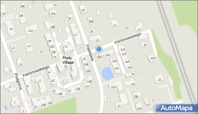 Warszawa, Fletniowa, 34A, mapa Warszawy