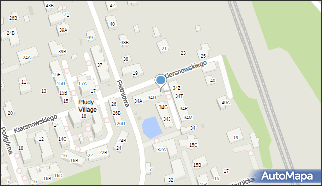 Warszawa, Fletniowa, 34F, mapa Warszawy