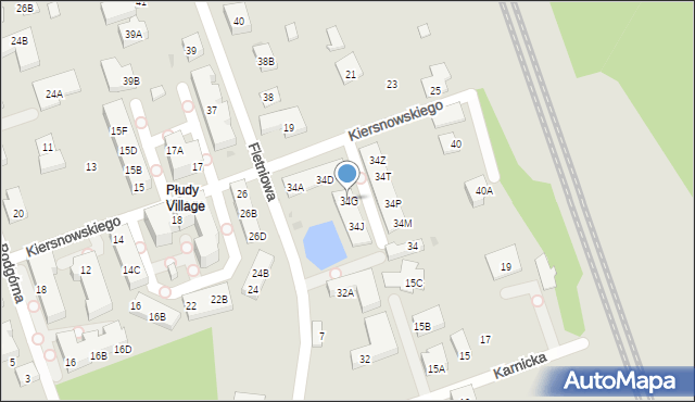 Warszawa, Fletniowa, 34G, mapa Warszawy