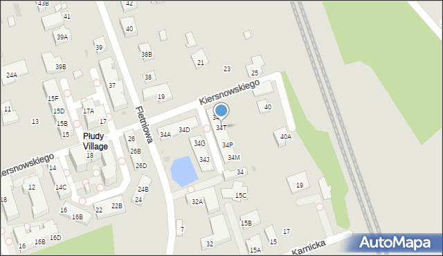 Warszawa, Fletniowa, 34T, mapa Warszawy