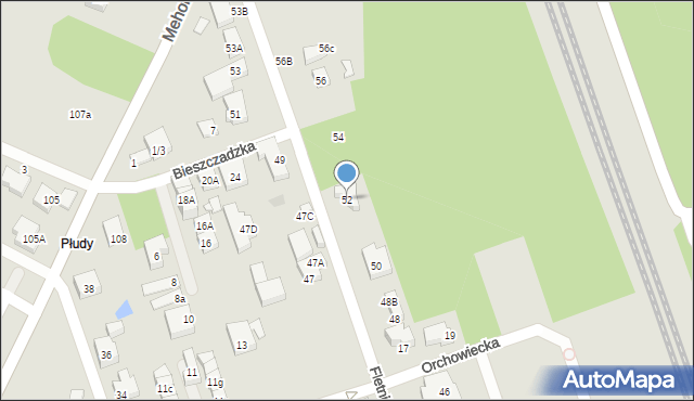 Warszawa, Fletniowa, 52, mapa Warszawy