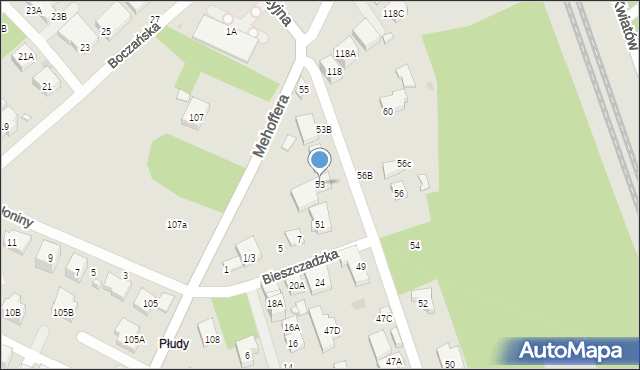 Warszawa, Fletniowa, 53, mapa Warszawy
