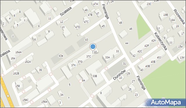 Warszawa, Fleminga Aleksandra, 37A, mapa Warszawy