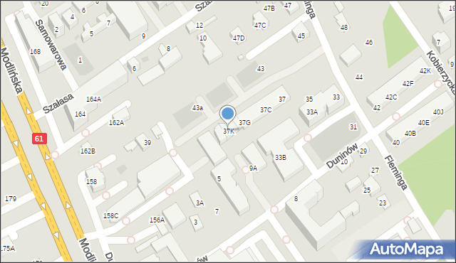 Warszawa, Fleminga Aleksandra, 37K, mapa Warszawy