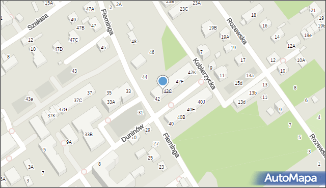 Warszawa, Fleminga Aleksandra, 42B, mapa Warszawy